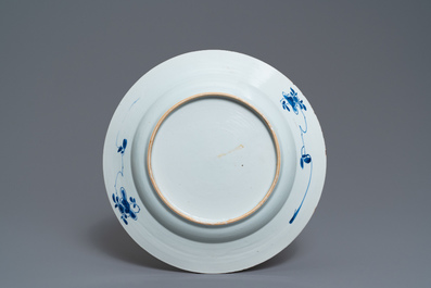 A Chinese blue and white dish with musicians in a garden, Kangxi