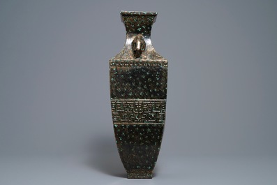 A Chinese faux-bronze-glazed vase, Qianlong mark, Republic