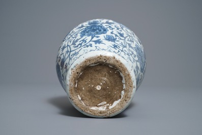 A Chinese blue and white 'lotus scroll' vase, Jiajing