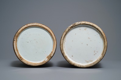 Two Chinese famille rose 'court scene' vases, 19th C.
