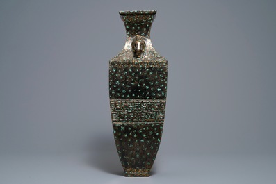 A Chinese faux-bronze-glazed vase, Qianlong mark, Republic