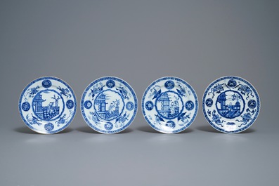 Twelve Chinese blue and white plates with boys, Kangxi