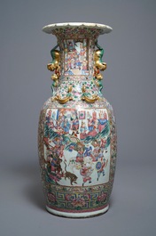 A large Chinese famille rose 'court scene' vase, 19th C.