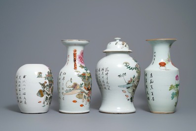 Four Chinese qianjiang cai vases, 19/20th C.