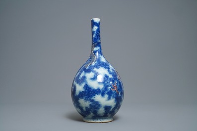 A Chinese blue, white and copper red 'dragon' vase, Qianlong/Jiaqing