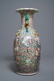 A large Chinese famille rose 'court scene' vase, 19th C.