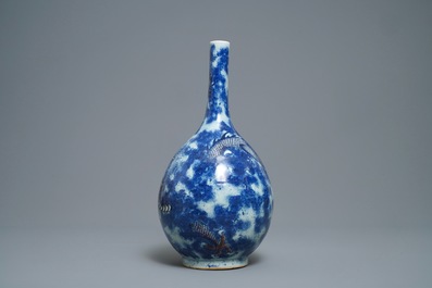 A Chinese blue, white and copper red 'dragon' vase, Qianlong/Jiaqing