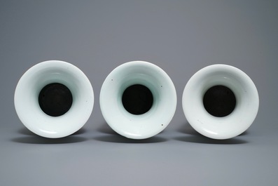 Three Chinese famille rose vases, 19/20th C.