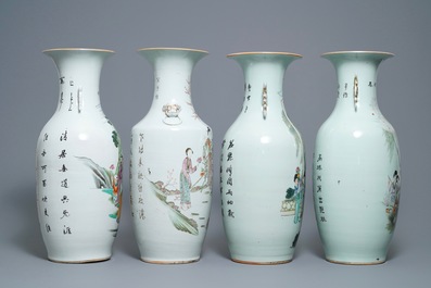 Four Chinese famille rose vases, 19/20th C.