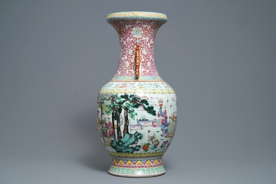 A large Chinese famille rose vase, 19th C.