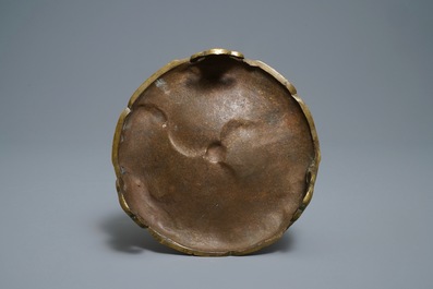 A large Chinese bronze tripod censer on stand, 19th C.