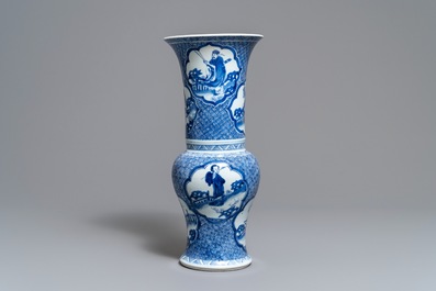 A Chinese blue and white yenyen 'immortals' vase, Kangxi