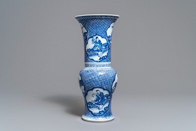 A Chinese blue and white yenyen 'immortals' vase, Kangxi