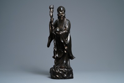 Une grande figure de Shoulao en laque de Chine, Fujian, R&eacute;publique