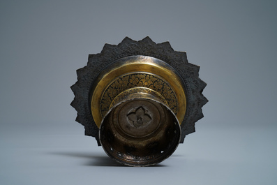 A Thai gilt and niello silver stem bowl, 19th C.