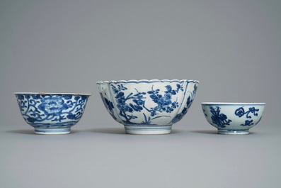 Six Chinese blue and white bowls, Kangxi