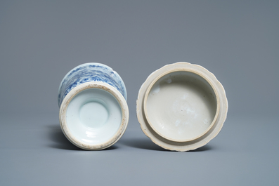 A Chinese blue and white beaker with cover, Kangxi