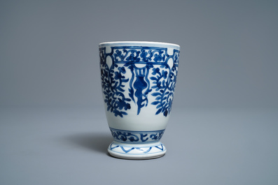 A Chinese blue and white beaker after a European silver model, Kangxi