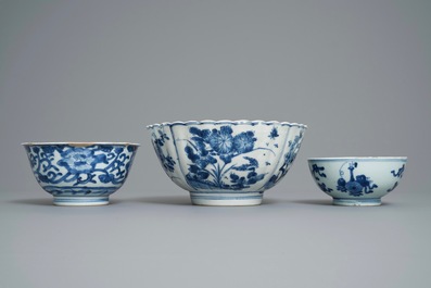 Six Chinese blue and white bowls, Kangxi