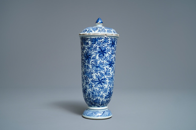 A Chinese blue and white beaker with cover, Kangxi