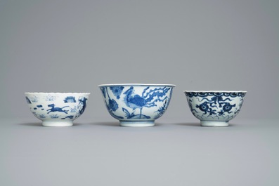 Six Chinese blue and white bowls, Kangxi