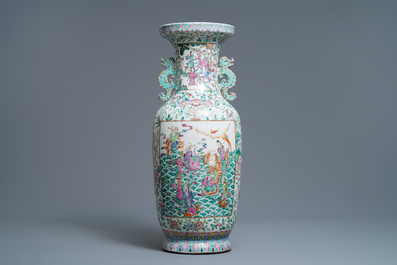A Chinese famille rose 'immortals' vase, 19th C.