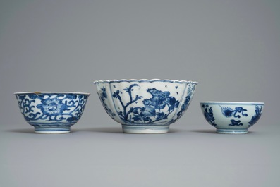 Six Chinese blue and white bowls, Kangxi
