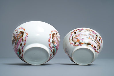 A Chinese famille rose and gilt Meissen-style 17-piece tea service, Qianlong