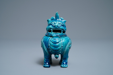 A Chinese monochrome turquoise-glazed 'luduan' censer, 19th C.