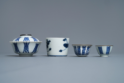 A varied collection of Chinese blue and white Vietnamese market 'Bleu de Hue' wares, 19th C.
