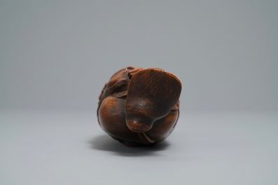 Une figure de Shoulao en bambou sculpt&eacute;, Chine, Qianlong/Jiaqing