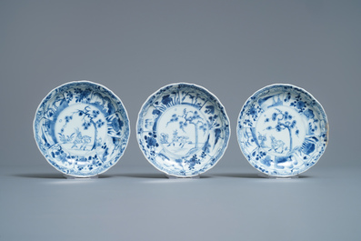 Six Chinese blue and white 'deer' cups and saucers, Ca Mau wreck, Yongzheng