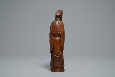 Une figure de Shoulao en bambou sculpt&eacute;, Chine, Qianlong/Jiaqing