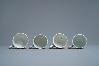 A Chinese famille rose and gilt Meissen-style 17-piece tea service, Qianlong