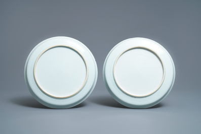 Two Chinese blue and white 'river landscape' dishes, Kangxi/Yongzheng