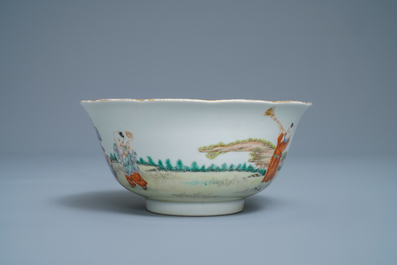 A Chinese famille rose 'playing boys' bowl, four-character mark, Republic