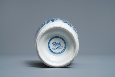 A Chinese blue and white beaker after a European silver model, Kangxi