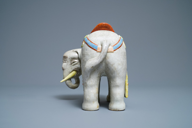 A large Chinese famille rose model of an elephant, 19th C.
