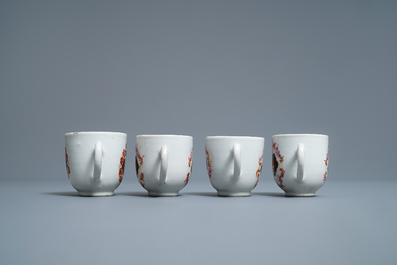 A Chinese famille rose and gilt Meissen-style 17-piece tea service, Qianlong