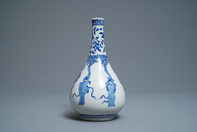 A Chinese blue and white bottle vase, Kangxi