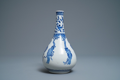 A Chinese blue and white bottle vase, Kangxi
