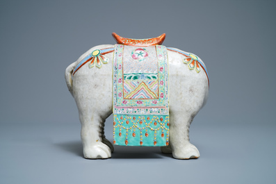 A large Chinese famille rose model of an elephant, 19th C.