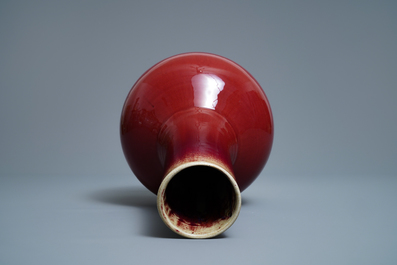 A Chinese monochrome sang-de-boeuf bottle vase, 19th C.