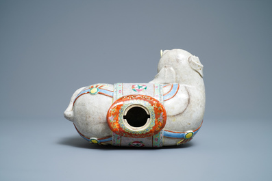 A large Chinese famille rose model of an elephant, 19th C.