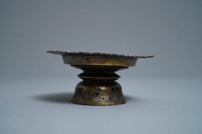A Thai gilt and niello silver stem bowl, 19th C.