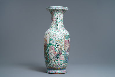 A Chinese famille rose 'immortals' vase, 19th C.