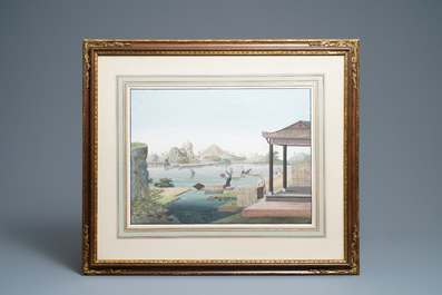 Chinese school, Canton, watercolour on paper, 19th C.: Four tea production scenes