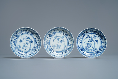 Six Chinese blue and white 'deer' cups and saucers, Ca Mau wreck, Yongzheng