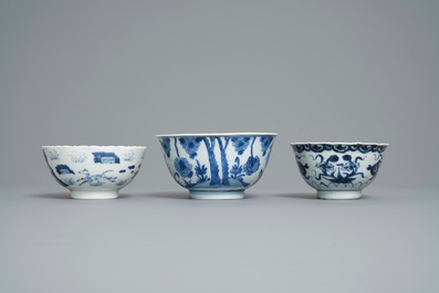 Six Chinese blue and white bowls, Kangxi