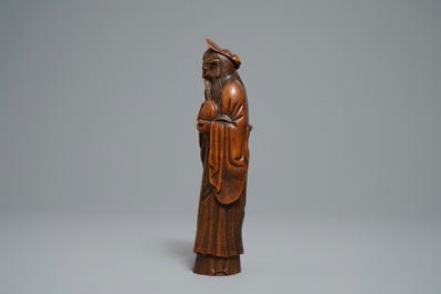 Une figure de Shoulao en bambou sculpt&eacute;, Chine, Qianlong/Jiaqing